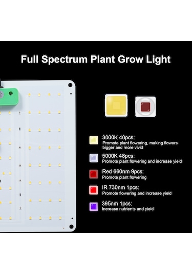 Geeroyoo "bitki Büyüme Lambası - Tam Spektrum Led Işık, 3000k-5000k, Uv/ır, Asma Zincirli, Sebze Ve Çiçekler İçin" Diğer