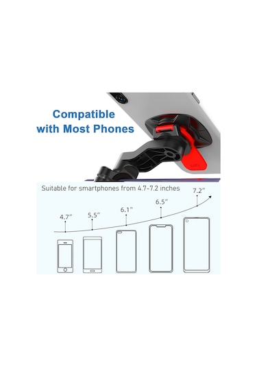 Hl-143A 4.7-6.7 Inç Cep Telefonları Için Çıkarılabilir Motosiklet - Bisiklet Cep Telefonu Tutacağı - Siyah/Kırmızı Kırmızı - Siyah