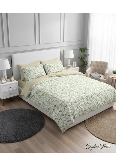 Fixbox Çift Kişilik Ranforce Nevresim Takımı Olea Bej Çok Renkli