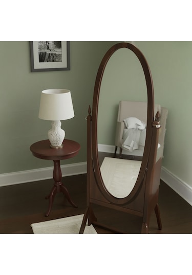Rivoli Ayaklı Ahşap Oval Boy Aynası 58x165 Ceviz