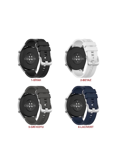 Huawei Watch Gt 2E Kordon 22 Mm Kayış Klasik Silikon Strap K23