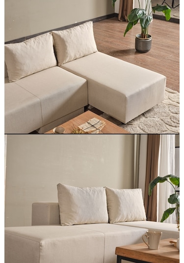 Kagu Corner Poly-m Köşe Takimı-Kanepe-Yatak-Dinlenme 4 Farkli Model Tek Modül Krem