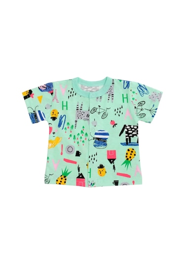 Rst Kısa Kollu Yenidoğan Bebekler İçin Bluz - 2 Adet. 403124013 Yeşil