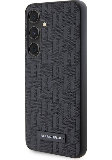 Galaxy S24 Uyumlu Kılıf Lisanslı Saffiano Monogram Metal Logo Kapak Siyah