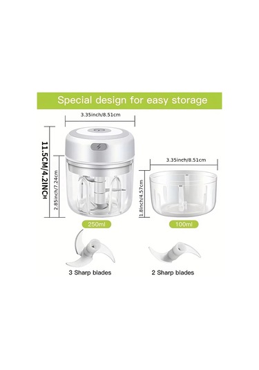 Liangmei Elektrikli Mutfak Gıda Parçalayıcı Mini Sarımsak Ezici Beyaz