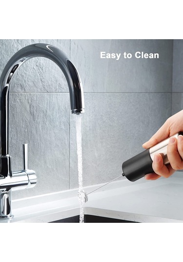 Hfambition El Tutulu Kafe Çay Köpükleyici, Hafif Taşınabilir, Çelik Kefeli, Kahve Latte Çikolata İçin Köpük Oluşturucu Gümüş - Siyah