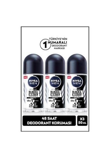 Nivea Men Invisible Black & White Original Erkek Roll-On Deodorant 3 x 50 ML