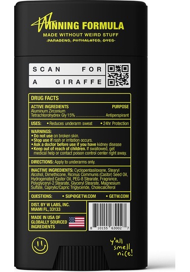 W Labs Deep Woods Antiperspirant Stick Deodorant 74gr