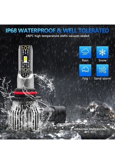 Artfulabode Parlak Led Ip68 Suya Dayanıklı Araba Farları, 9005/hb3 6500k 2 Adet 120w 12000lm