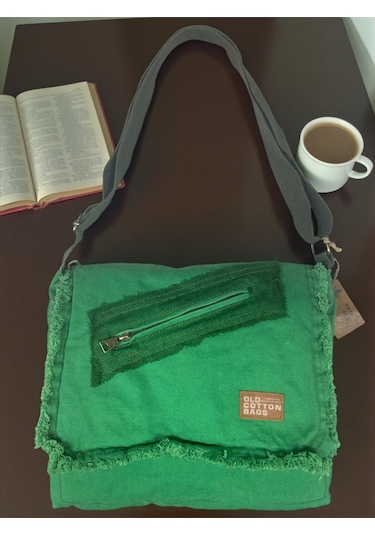 Vintage Salaş Orta Boy Unisex Günlük Çapraz Postacı Tablet Çantası M 32 Cm X 27 Cm Yeşil