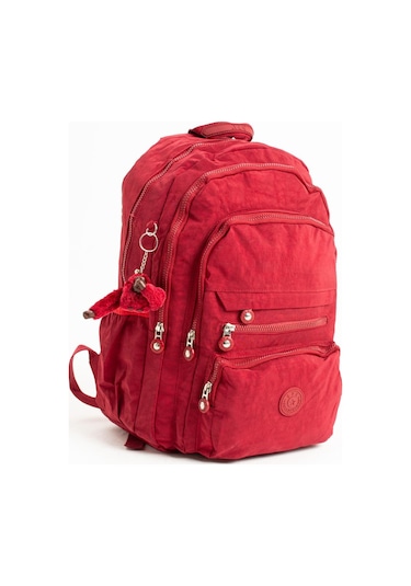 Ultra Hafif Çok Cepli Krinkıl Sırt Çantası Kırmızı Model: 571-3b - Kırmızı