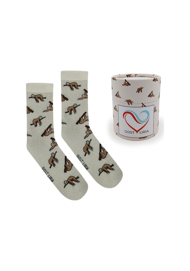 Gost Liria Sloth Socks Desenli Unisex Soket Çorap EKru