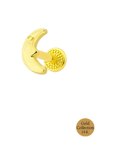So Chic 14 Ayar Sarı Altın Ay Motifli Tragus Piercing