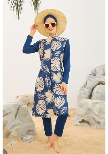 Tam Kapalı Tesettür Mayo Deniz Mayosu Td223-518 Lacivert