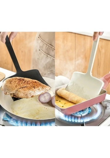 Elmpaly Siyah Yüksek Isıya Dayanıklı Yapışmaz Spatula - 230 C, Çizilmeye Karşı, Kolay Temizlik Siyah