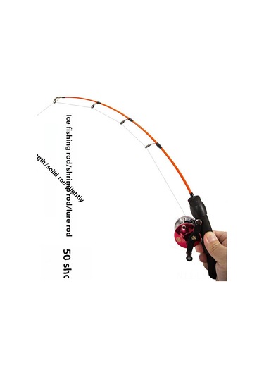 Youtek Kompakt Cam Çelik Buz Balıkçılık Kamışı 50cm - Taçlı Kırmızı Sap Ve Makara Seti - Dayanıklı, Taşınabilir, Stokta Wholesale