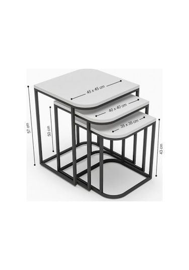 Orta Sehpa Ve Zigon Sehpa Damla Beyaz Beyaz