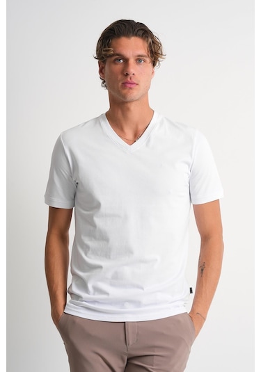 Alexander Gardi V Yaka Basic T-shirt Beyaz