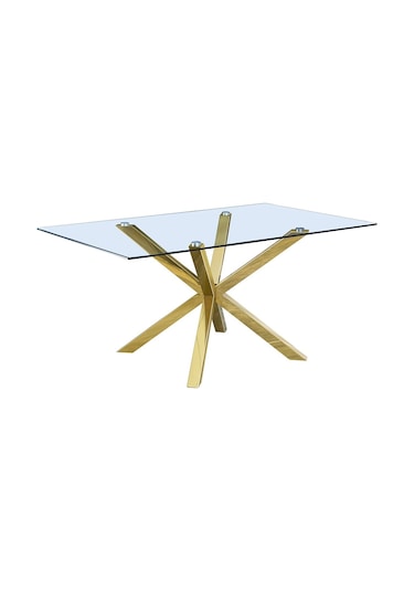 Erika Gold Metal & Cam Dikdörtgen Yemek Masası
