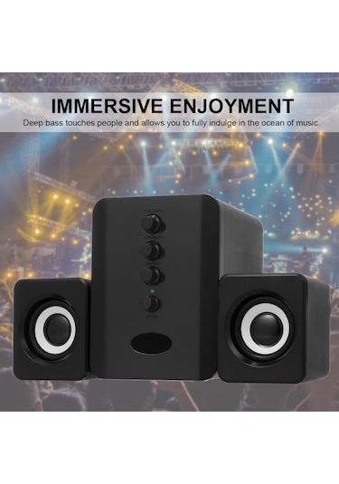 Yifomall D-202 Bt 4.2 Kablolu Hoparlör Seti, 3.5mm Bağlantı, 10m Mesafe, 3w Güç, Bilgisayar/ Telefon İçin Siyah
