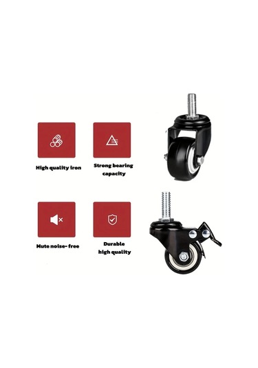 Dashanshop 4 Adet 10mm Frenli Ağır Hizmet Döner Tekerlek 353 Kg Masalar Sehpalar