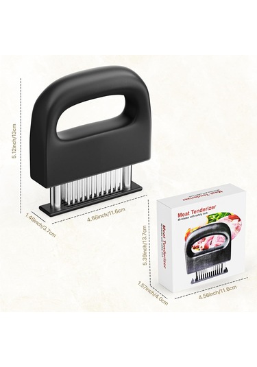 Et Yumuşatma Aleti, Tavuk, Sığır Eti, Biftek, Domuz Eti Ve Sığır Etini Yumuşatmak İçin 48 Paslanmaz Çelik Ultra Keskin İğne Bıçaklı Et Yumuşatma Zımbası