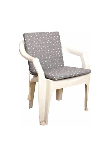 Bahçe Balkon Salon Yıldız Desenli Sandalye Minderi 1 Adet Gri