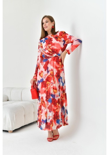 Ftz Women Kadın Desenli Elbise Mercan 30842-Mercan