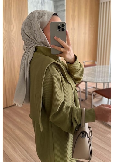 Omuz Atkılı 3'lü Takım - Yağ Yeşili Haki