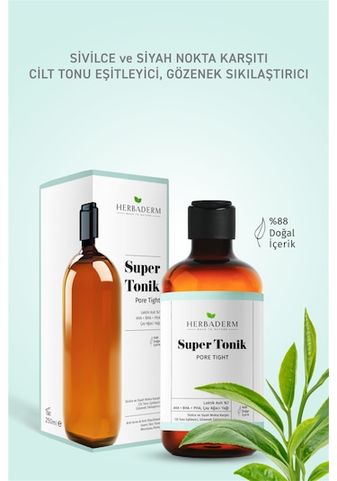 Herbaderm Pore Tight Sivilce, Siyah Nokta Karşıtı Super Tonik Laktik Asit %7 250 Ml