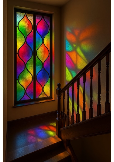 Vitray Desen Yapışkanlı Şeffaf Folyo 67cmx 2 Metre Açık Mor