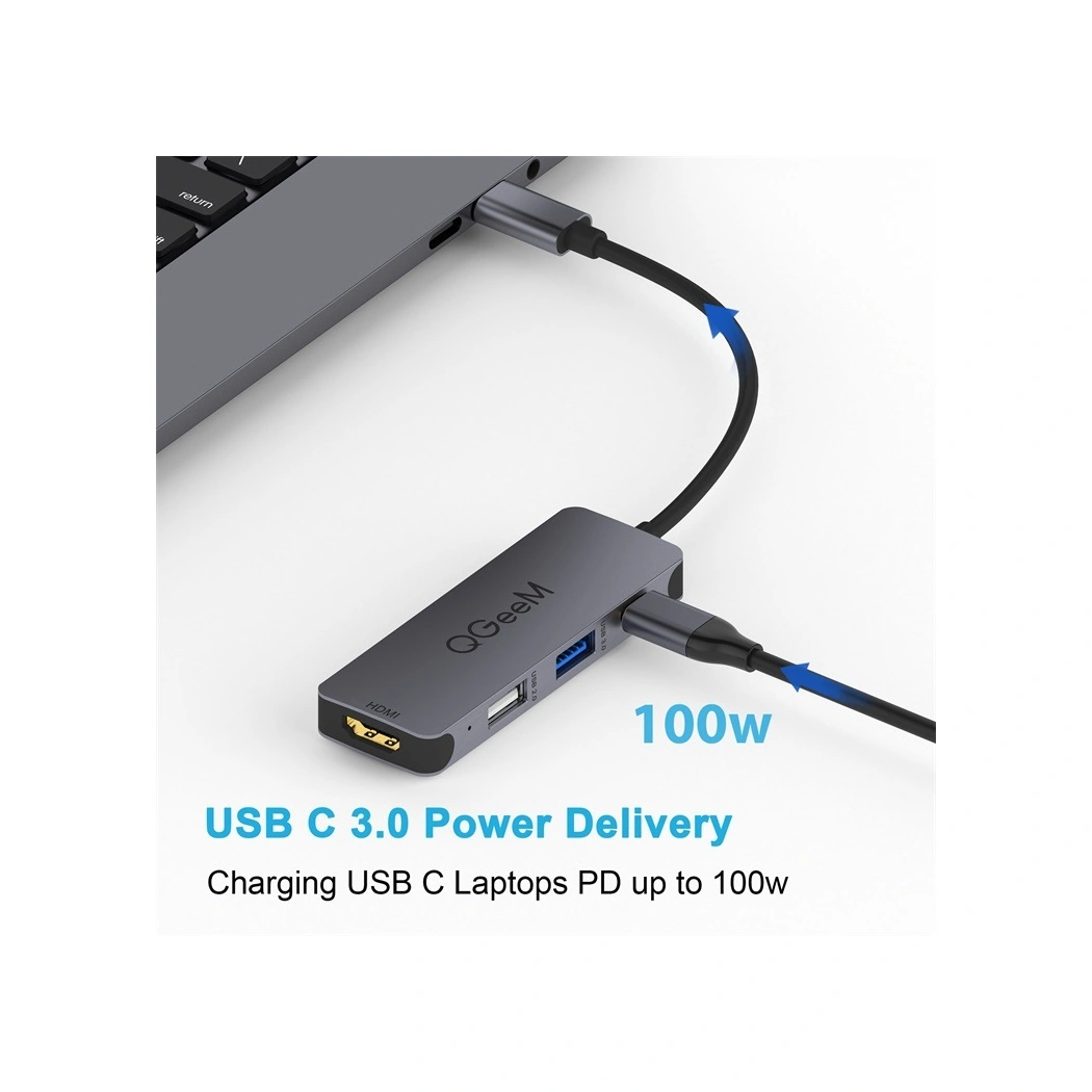 Sones Qgeem Uh04-1 4'ü 1 Arada Usb 3.0 Çok İşlevli Tip-c Uzatma Hub Adaptörü Gümüş Gri