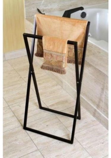 Metal Ayaklı Banyo Havlu Askılık. Siyah