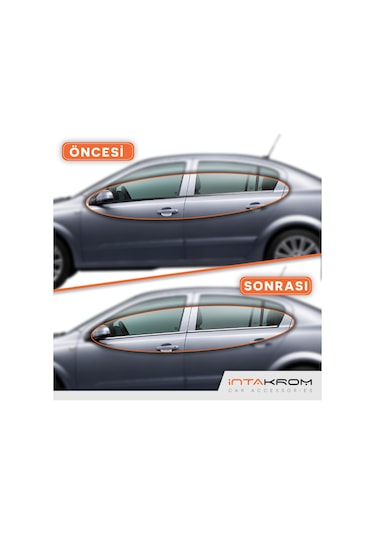 intakrom Opel Astra H Krom Cam Çıtası 4 Parça 2004 - 2010 - Sedan
