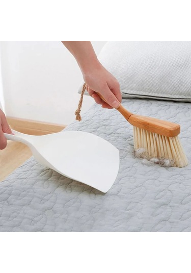 Geeroyoo Mini Bambu Süpürge Ve Faraş Seti - Ergonomik Tasarım, Klavye Ve Yüzey Temizliği İçin İdeal