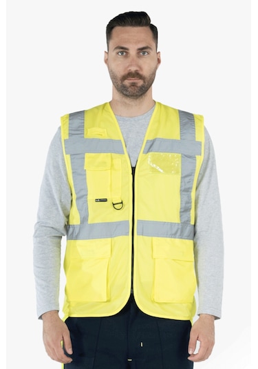 Mühendis İkaz Yeleği Reflektörlü Fosforlu