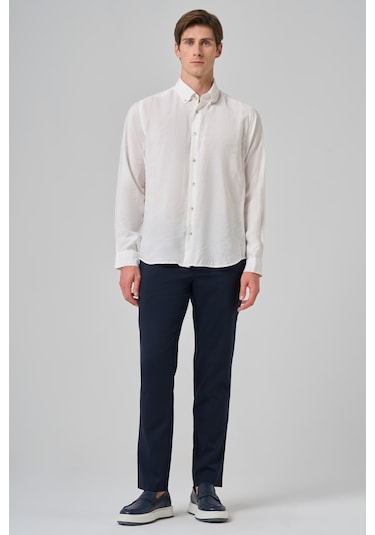 Morven Erkek Beyaz Trend Düz Desen Dynamic Fit Düğmeli Yaka Gömlek 25ms004030600 Beyaz Beyaz
