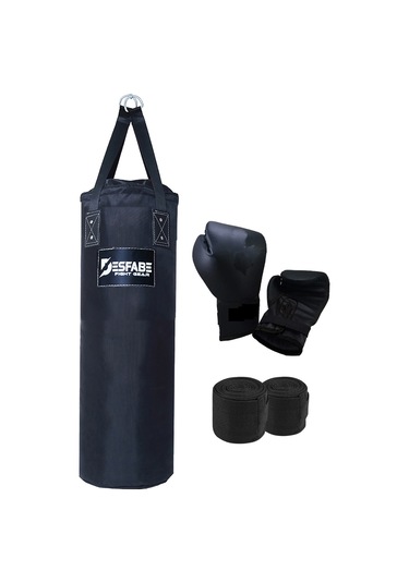 Desfabe PDS 80x25Cm Kolonlu Kum Torba+Eldiven+Bandaj Siyah