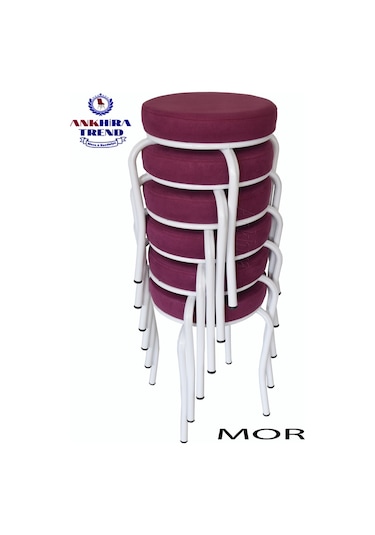 Tabure (Beyaz Ayaklı) ((6 Adet)-Mutfak Balkon Tabur...