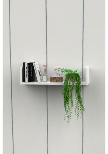 Beyaz Ahşap Dekoratif Duvar Rafı