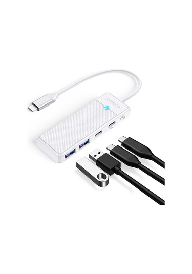 Orico PAPW2AC-C3-015-WH 4 Portlu Type-C to USB 3.0 / Type-C PD 100W Yüksek Hızlı 5Gbps HUB Çoklayıcı Beyaz