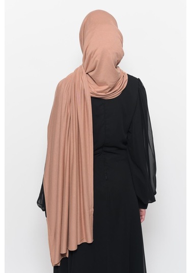Hazır Pratik Geçmeli Lüks Düz Penye Şal Çapraz Hizalı Bej