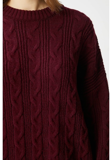Ritnice Kadın Stella Yumuşak Oversize Bordo Triko Kazak Bordo