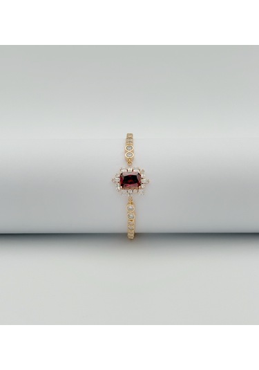 18k Gold Rose Plated Rubeus Baget Bileklik Rose Gold