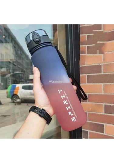 1 Litre Büyük Kapasiteli Spor Su Şişesi Sızdırmaz Renkli Plastik Bardak İçme Red 650-750ml Red