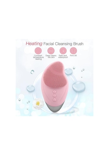 2 In 1 Göz Masaj Isıtma Silikon Yüz Masaj Fırçası Şarj Edilebilir 48 Nkcb2m Pembe