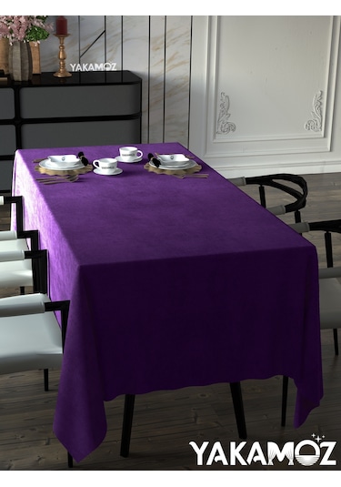 Tatlı Mor Kadife Dokulu Masa Örtüsü Dertsiz Velvet Touch Serisi Tatlı Mor
