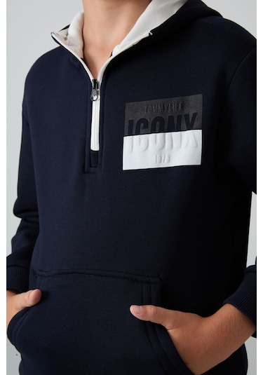 Tommy Life Lacivert Pamuklu Kalın İçi Tüylü Yumuşak Dokulu Standart Fit Baskılı Erkek Çocuk Eşofman Takım - 11 Lacivert