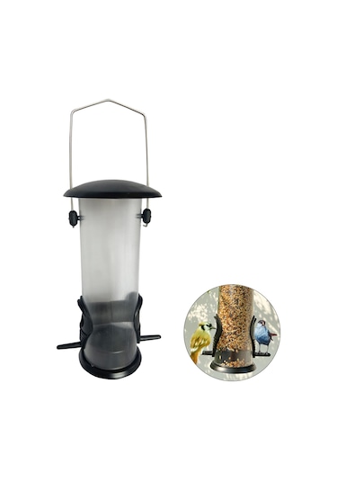 Yuntech01 420ml Kapasiteli Askılı Otomatik Kuş Yemleyici - Pvc Ve Plastik Malzeme, Siyah-saydam Renk