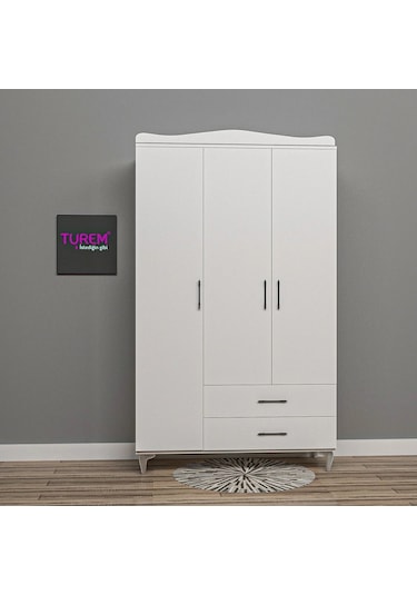 Klasik 3 Kapılı Gardrop Mdf Sis Gri
